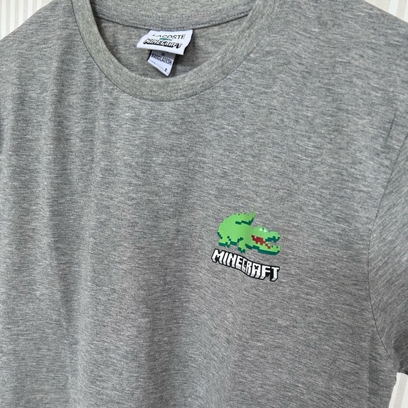 Unisex Lacoste x Minecraft Graphic Organic Cotton T-Shirt Gray Size Small - Picture 3 of 8